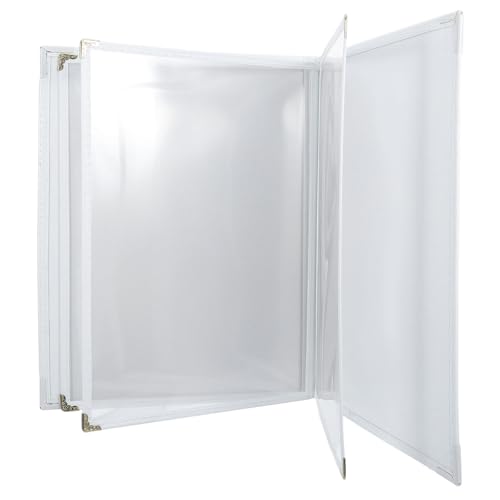 Couverture de menu blanc anti-tache en PU pour cartes des vins avec 6 vues étanches