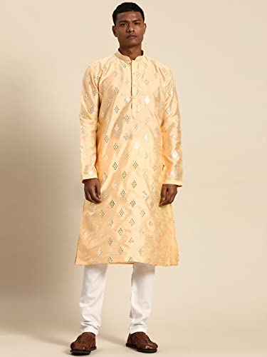 Image of Rajubhai Hargovindas Men's Jacquard Work Kurta Set