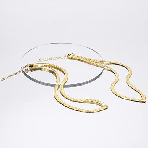 14K Gold Flat Snake Chain Choker Necklaces, Simple Minimalist V-Shaped Short Collar Clavicle Necklace Women Jewelry, Herringbone Necklace for Women4