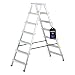 Produktbild PROREGAL Stufenstehleiter Economy Basic | beidseitig begehbar | 2x7 Stufen | Arbeitshöhe 3,44m | Traglast 150kg | Alu Leiter Vielzweckleiter Klappleiter Haushaltsleiter Arbeitsleiter Steigleiter
