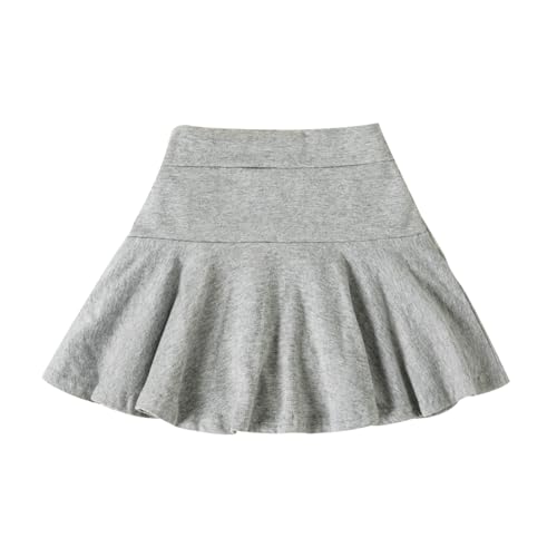 DREAM BUS Girl Pleated Skirts Built in Shorts Little Kid Tennis Skorts Toddler Girl Athletic Skorts Flowy Skirts, Grey, 5-6 Years