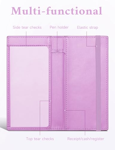 Image of Zreal Checkbook Cover for Women, Premium Vegan Leather Checkbook Holder for Top & Side Tear Duplicate Checks with RFID Blocking (Lilac Purple)