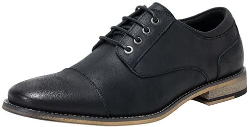 Image of Jousen Mens Dress Shoes Leather Plain Toe Classic Oxford Shoes for Men Formal Business Comfort Lace Up Derby Shoes(AMY9094 Black 10)