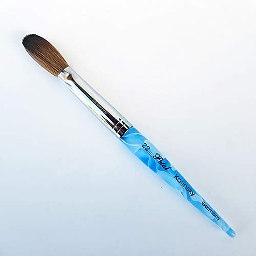 Kolinsky CRIMPED Blue Marble Handle Petal Acrylic Powder Nail Brush (size 22)