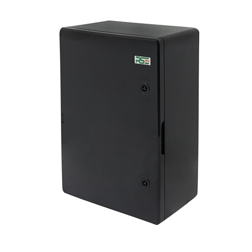 RSE ABS Kunststoff-Gehäuse, IP65, Wandschrank, Industriegehäuse, Leergehäuse, schwarz, Montageplatte, Verriegelung 300x400x170mm
