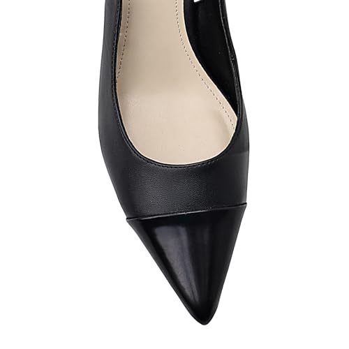 Image of Women's Kitten Heel Slingback Pointed Closed Toe Pumps Dress Shoes for Women Low Stiletto Heels for Women Comfy Dressy Heels