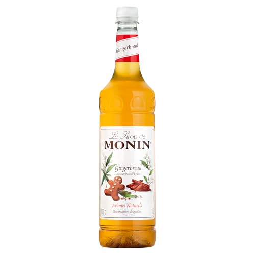 MONIN Premium Gingerbread Syrup 1L for Coffee and Cocktails. Vegan-Friendly, Allergen-Free, 100% Natural Flavours and Colourings