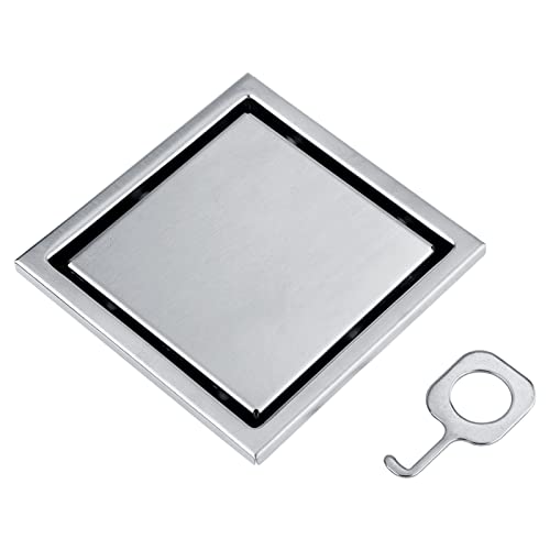 Canaletas de ducha, 12 x 12 x 4 para el hogar, acero inoxidable, forma cuadrada, antiolor, desagüe de baño, puerta de residuos, desagüe de ducha