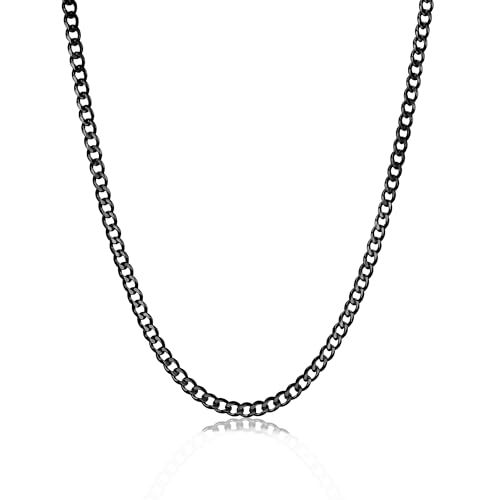 Esrael Halskette Herren Schwarzkette Herren Kette 5mm Edelstahlkette Panzerkette Halskette Männer Schwarz Kette Schmuck Geschenke für Männer 20 Zoll