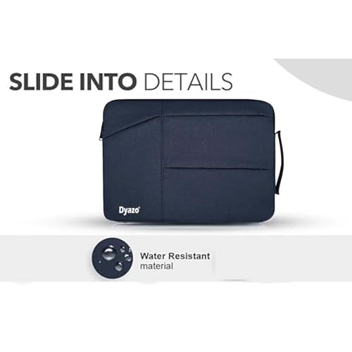 Image of Dyazo 15-15.6 Inch Laptop Sleeve Bag with Three Front Pocket | Water Resistant & Shockproof Protective Cover with Charger Pouch | Compatible for Dell, HP, MacBook, Lenovo, Asus, Acer & More (Blue)