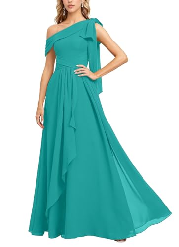 Caratteristiche: abito da damigella d'onore monospalla in chiffon morbido, lacci regolabili sul retro, a forma di A, lunghezza, reggiseno integrato, completamente foderato, taglie forti.