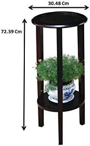 Coaster Round Plant Stand Table with Bottom Shelf, Espresso