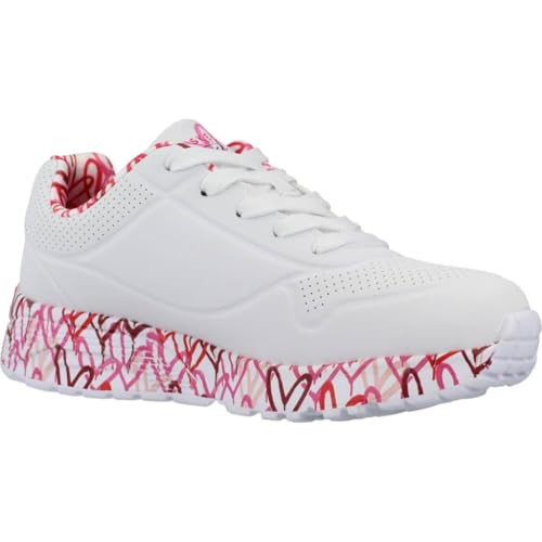 Skechers Mädchen Uno Lite Lovely Luv Sneaker, White Synthetic Red Pink Trim, 28 EU – Ansicht 5