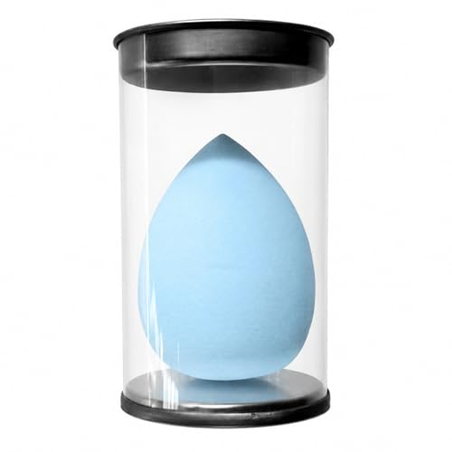 Image of Premium Beauty Blender Makeup Sponge with Plastic Storage Bottle | Ultra Soft Reusable Cosmetic Puff for Foundation, Concealer & Cream Blending | Travel Friendly Makeup Blender Sponge 1 Pc (Color May Vary)