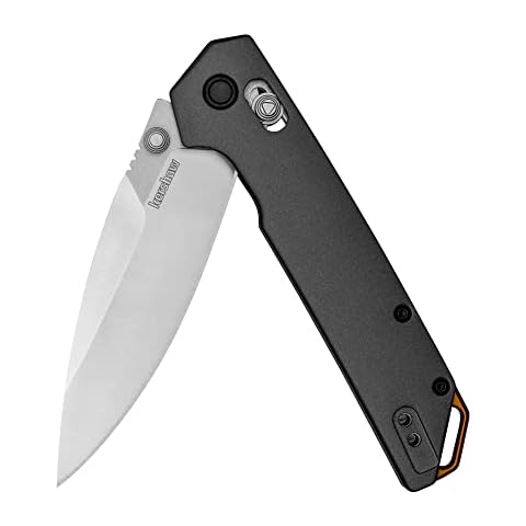 Kershaw Iridium Folding Pocket Knife, 3.4 inch D2 Steel Blade, DuraLock Locking Mechanism, Grey Aluminum Handle, Pocketclip Cover