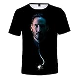 OUHZNUX Keanu Reeves T-Shirt Mit 3D-Druck, Modisch, Locker, Lässig, Bequem, John-Wick-Tv-Kollektion, Kurzarm-Sweatshirt Für Männer Und Frauen, Street-Hip-Hop-Punk-Sweatshirt (2XS-4XL)