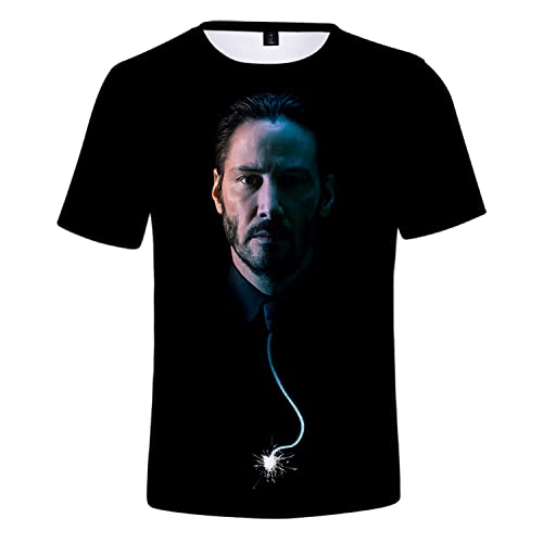OUHZNUX Keanu Reeves T-Shirt Mit 3D-Druck, Modisch, Locker, Lässig, Bequem, John-Wick-Tv-Kollektion, Kurzarm-Sweatshirt Für Männer Und Frauen, Street-Hip-Hop-Punk-Sweatshirt (2XS-4XL) Cover
