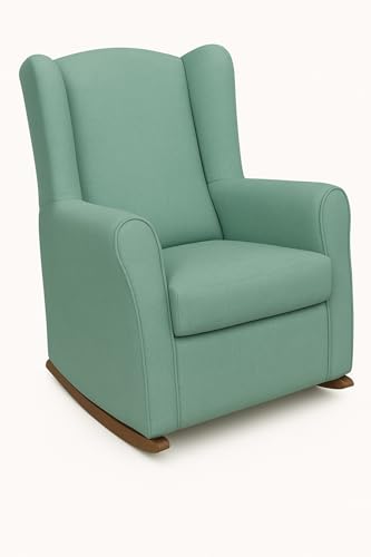 HOME DESIGN & CONFORT® Sillón Orejero Balancín Viena con Tela Antimanchas para Dormitorio, Salón, etc | Mecedora Orejera Fabricado en España (Verde Agua)