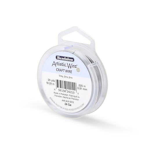 Image of Artistic Wire, 24 Gauge Tarnish Resistant Colored Copper Craft Wire, Grey, 20 yd