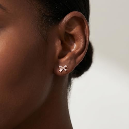 Pendientes de lazo en plata de ley 925 con circonitas para mujer 2