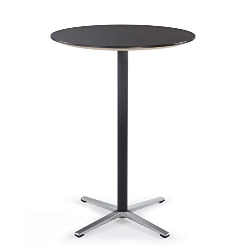 Sunon Round Bar Table High Table for Pub/Bistro/Cocktail Table with Tall Black Pedestal and Four Star Leg (Dark Walnut,44-Inch Height)