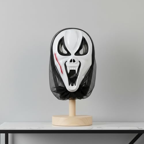 Image of eCraftIndia Plastic Skeleton Ghost Red Patch Mask for Adult & Kids | Holi Fancy Dress Costume Accessory | Free Size