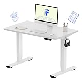 FLEXISPOT EN1 One-Piece Standing Desk, 40'x24' Seamless Desktop Electric Height Adjustable Desk for Home Office, Multi-Monitor Setups & Easy Assembly, White