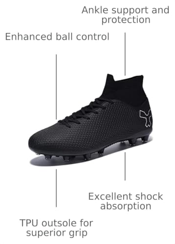 Image of Men's Soccer Cleats Football Shoes for Indoor Outdoor Training White | High-Top,Non-Slip,Breathable & Sweat-Wicking,Indoor,Outdoor,Turf,Firm Ground