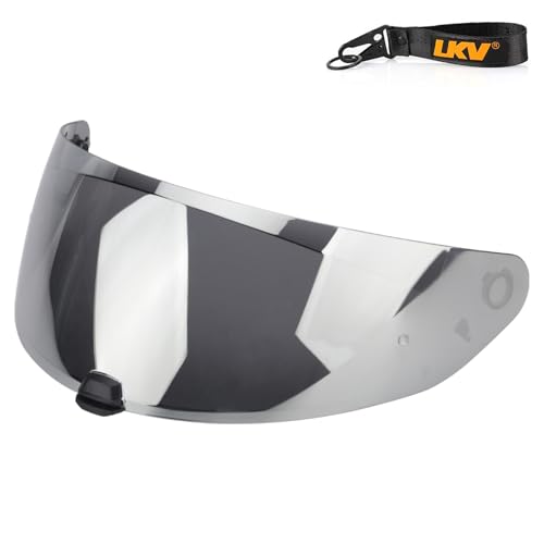 LKV HJ-31 Motorcycle Helmet Visor - i10 Helment Visor UV Protection Face Shield Accessories Replacement for i10 HJ31 i70 (Chrome Silver)