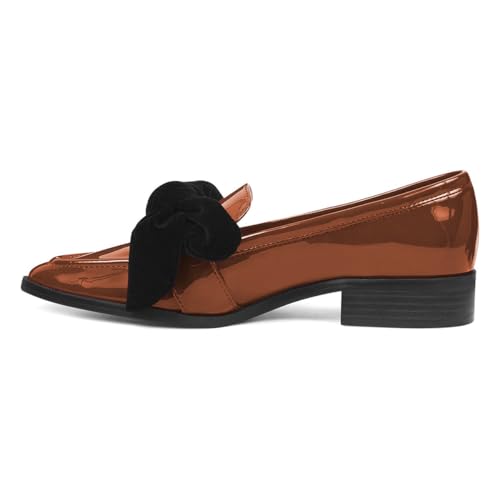 FOWT Women Trendy Bowknots Slip On Flats Loafers Comfort Low Block Heel Pointed Toe Pumps Formal Casual Dressy Shoes Size 4-15 M US2
