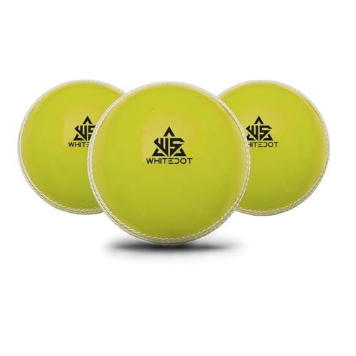 Image of Whitedot Synthetic Rubber Practice Cricket Ball /Wind Balls (90 GMS) for - Indoor & Outdoor Street & Beach Cricket (Pack of 3) (Yellow)