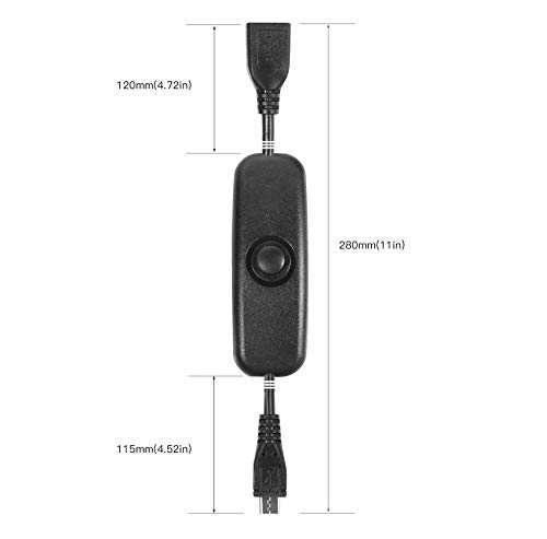 Onite USB Switch, Micro USB Power Switch, 2pcs Micro USB Female to Male Cable Raspberry Pi 3,Pi 2,B+,Zero W Power Switch Cord