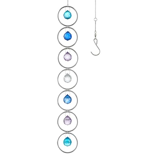 HDCRYSTALGIFTS 20.5'' Crystal Wind Spinners Outdoor Sun Catchers, Rainbow Gazing Ball Suncatcher for Window Hanging, Glass Crystals for Indoor Garden...