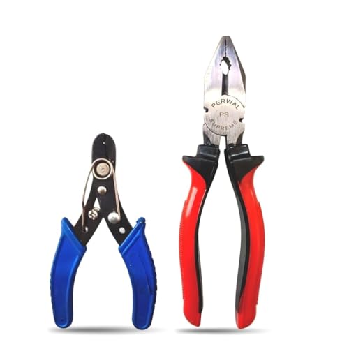 Image of Perwal Supreme Combo set of 4, 1 pcs. Combination Plier, 1 pcs. Wire striper, 1 pcs. Line Tester, 1 pcs 2in1 Screwdriver