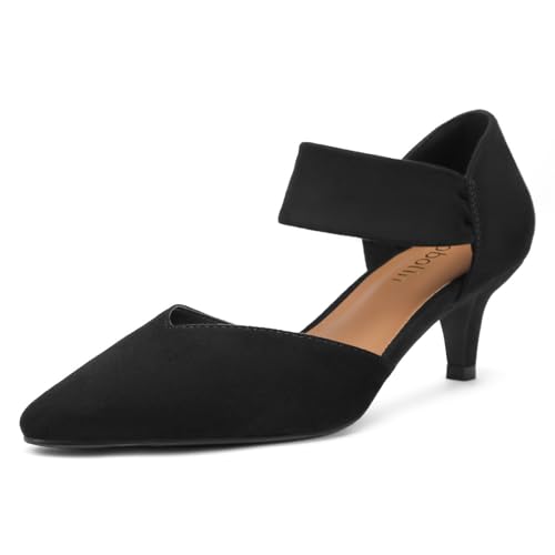 Kitten Heels for Women Closed Pointed Toe Womens Dress Shoes Casual Low Heels Slip on Pumps Bridal Church Wedding