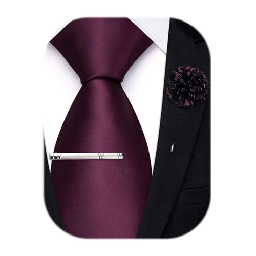 Image of Hi-Tie Men's Extra Long Solid Satin Tie Set 63 Inch /70 Inch Formal Necktie