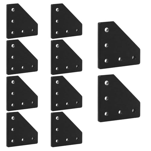 Image of 10pcs 2020 Aluminum Extrusion Joint Plate Connector Corner L Bracket 8020 V Slot Hardware T Slot Accessories with T Nuts and Screws for Aluminum Profile 3D Printer Frame Black