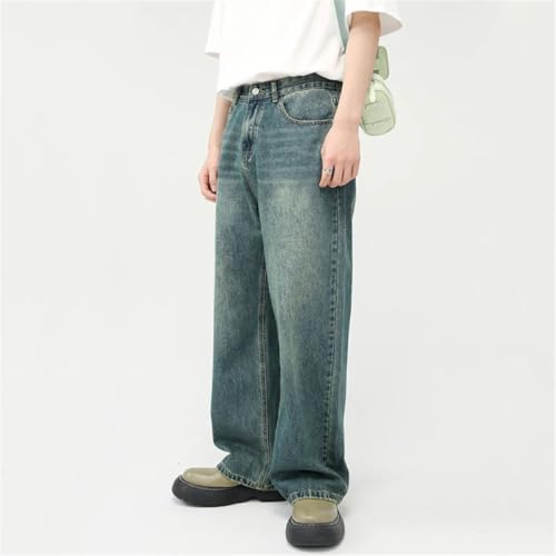 Men's Jeans Straight Wide Leg Pants Vintage Zipper Trousers3