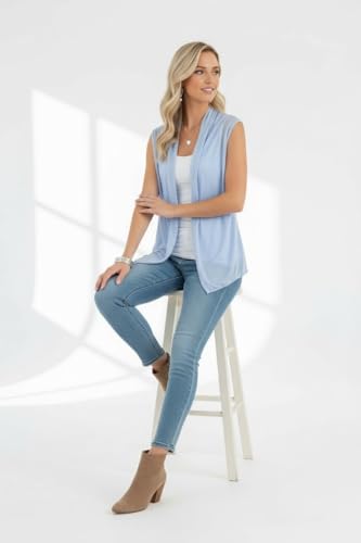 Image of ToBeInStyle Womens Open Front Casual Shrug Lightweight Layering Cardigan Sleeveless or Short Sleeve