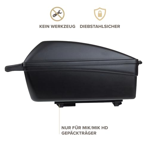 POLISPORT 8870100002 – 11L Hinterrad-Fahrrad-Topcase, abschließbar und wasserdicht, robuster Gepäckkoffer für Fahrräder, passend für MIK & MIK-HD SnapLock, schwarz