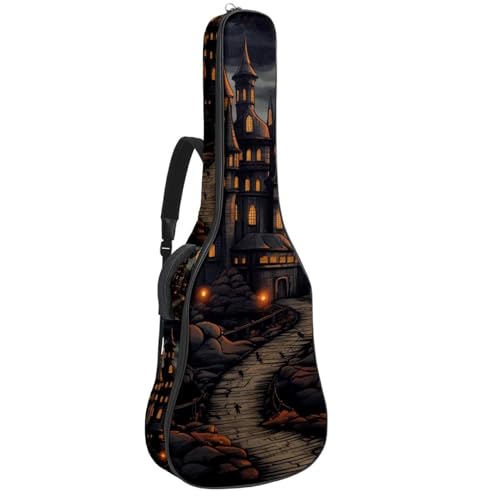 Housse guitare électrique imperméable Oxford avec protection antichoc motif château Halloween