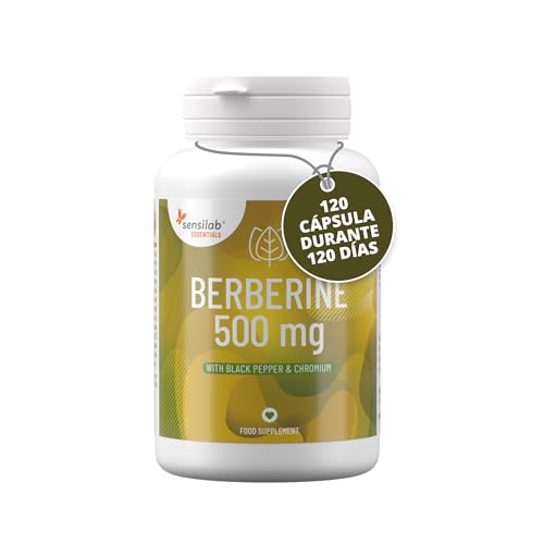 Berberina, Cromo, Pimienta Negra – GLP-1 – 120 Cápsulas de 500 mg para 4 Meses – Suplemento Vegano en Dosis Alta – Sensilab