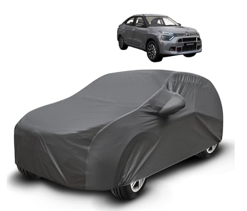 Image of Auto Hub Waterproof Car Cover Compatible with Citroen Basalt Car Cover with Mirror Pocket and Soft Cotton Lining, Basalt Car Body Cover, Grey