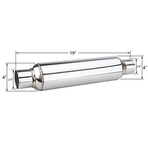 Image of LCGP Universal Muffler 2.5 inch Inlet & Outlet 19'' Overall Length,Straight Through Design, Stainless Steel Resonator