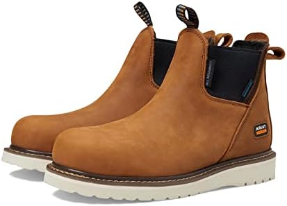 Ariat Womens Rebar Wedge Chelsea Waterproof Composite Toe Work Boot Aged Honey 11 | Image 3