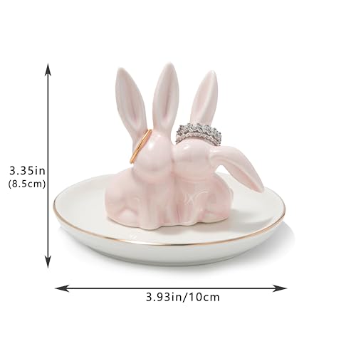 Bunny Ring Holder Rabbit Ring Dish Ceramic Jewelry Holder Dish Trinket tray for Rings Earrings Necklace Organizer, Wedding Engagement Ring Holder