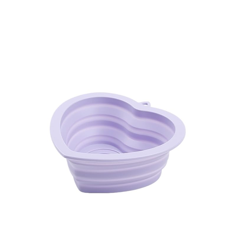 350ml Foldable Pet Water Bowl with Carabiner, Heart-Shaped Silicone Portable Water feeder Cup for Dog cats, Outdoor Dog watering feeding Dish, Small Puppy Travel playing disc- 2 Pack (purple)