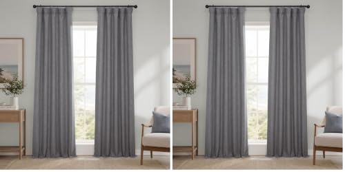 Image of HPD Half Price Drapes - Faux Linen Curtains for Living Room (2 Panels) - 50W X 108L - Textured Room Darkening Curtains for Bedroom 108 Inches Long - Drapes for Home Decor, Blazer Grey