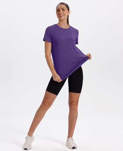 Womens Workout Tops Short Sleeve Shirts with Sun Protection Trendy Spring Summer Outfits S-3XL3