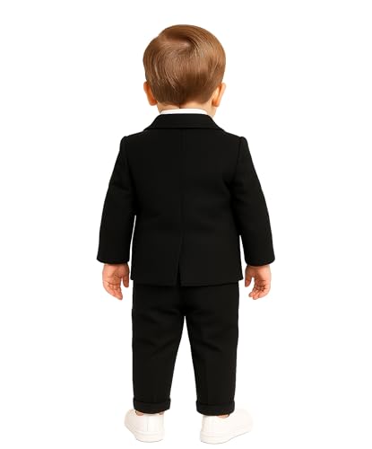 Image of SIRRI Baby Boys Textured Slim Fit Suit 4-Piece Ring Bearer Set (Newborns to 24 Months)
